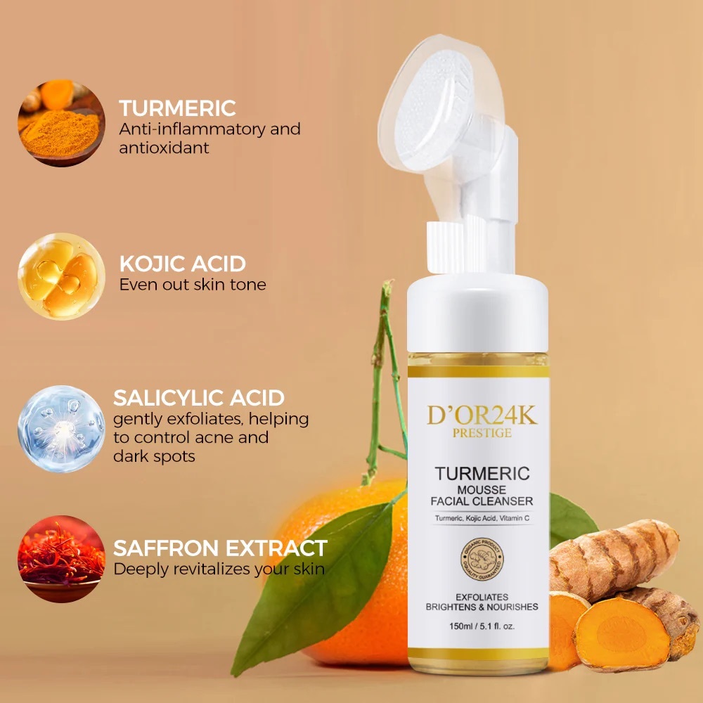 D’OR24K Turmeric Mousse Facial Cleanser - White and Gold